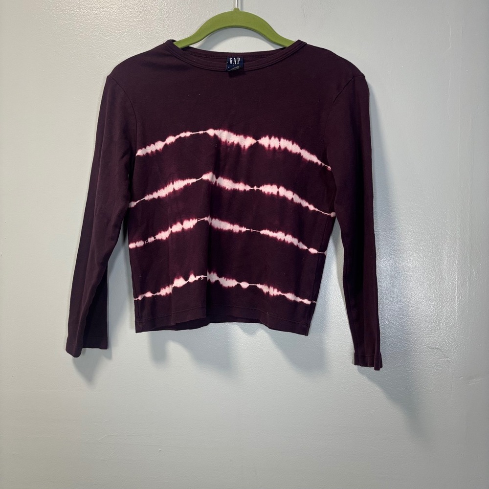 GAP Kids Girls VTG 90 Purple Tie Dye Long Sleeve‎ T-Shirt Med Cotton Made in USA